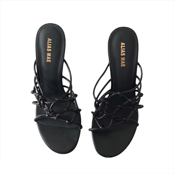 Alias Mae Meg Black Leather Heeled Sandals 37 - Picture 6 of 8
